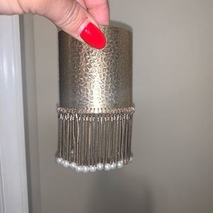 Vintage pearl fringe cuff bracelet